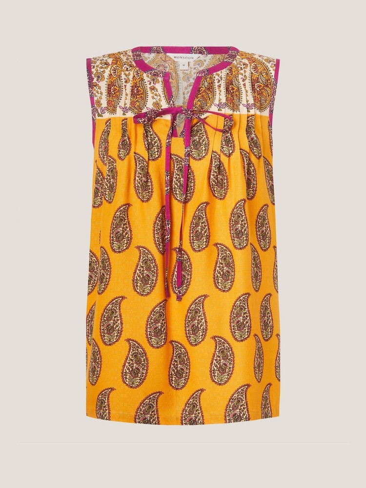 Monsoon Yellow Magdalena Sleeveless Paisley Top - Image 4 of 4 Monsoon Yellow Magdalena Sleeveless Paisley Top - Image 4 of 4