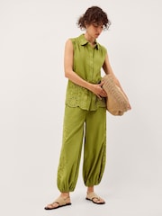 Monsoon Green Effie Embroidered Harem Trousers - Image 1 of 5