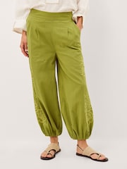 Monsoon Green Effie Embroidered Harem Trousers - Image 2 of 5