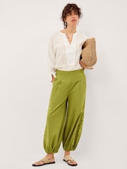 Monsoon Green Effie Embroidered Harem Trousers - Image 3 of 5