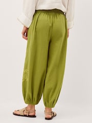 Monsoon Green Effie Embroidered Harem Trousers - Image 4 of 5