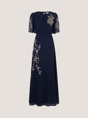 Monsoon Blue Skyler Floral Embellished Maxi Dress - Image 4 of 4