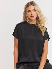 Simply Be Black Satin Boxy Top - Image 3 of 5