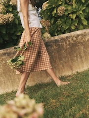 Monsoon Orange Hattie Gingham Midi Skirt - Image 5 of 5