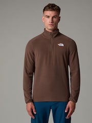 The North Face Brown Side Logo Neutral Side Logo Glacier Quarter Zip Fleece - Image 1 of 5