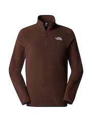 The North Face Brown Side Logo Neutral Side Logo Glacier Quarter Zip Fleece - Image 4 of 5