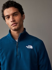 The North Face Blue Side Logo Neutral Side Logo Glacier Quarter Zip Fleece - Image 5 of 8
