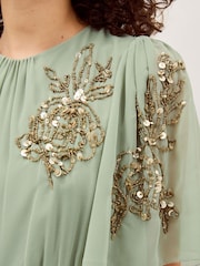 Monsoon Green Skyler Floral Embellished Maxi Dress - Image 4 of 5