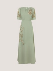 Monsoon Green Skyler Floral Embellished Maxi Dress - Image 5 of 5