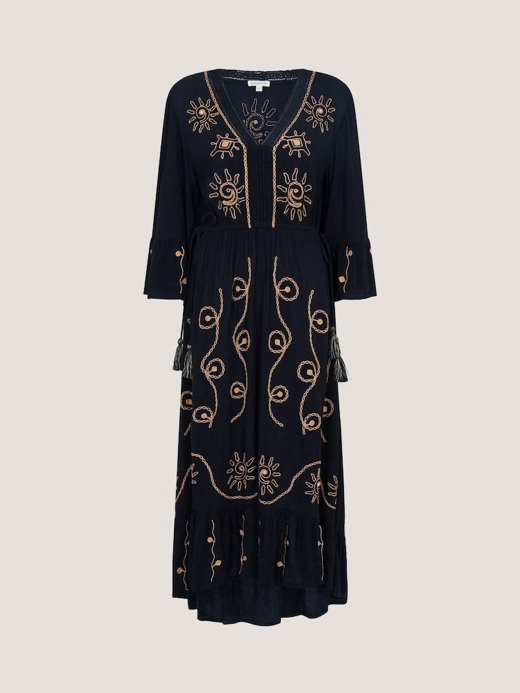 Monsoon Black Sophy Embroidered Maxi Kaftan - Image 4 of 4 Monsoon Black Sophy Embroidered Maxi Kaftan - Image 4 of 4
