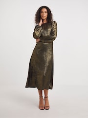 JD Williams Brown Foil Maxi Dress - Image 1 of 4