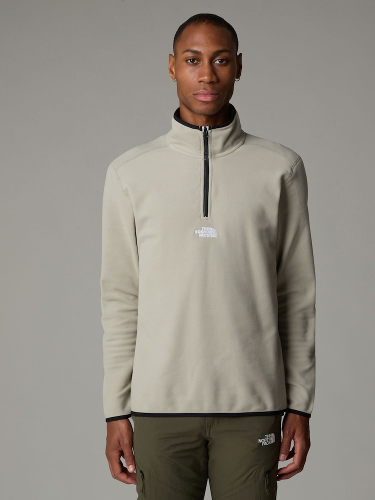 The North Face Grey Central Logo Neutral Side Logo Glacier Quarter Zip Fleece - Image 1 of 6