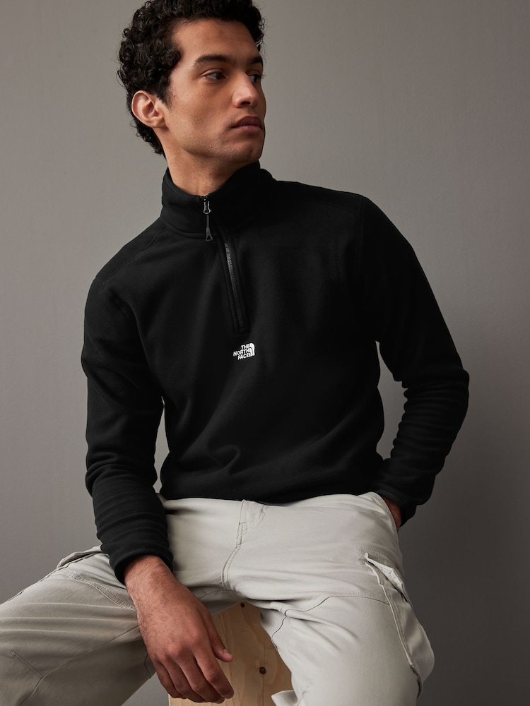 The North Face Black Central Logo Neutral Side Logo Glacier Quarter Zip Fleece - Image 1 of 5