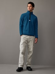 The North Face Blue Central Logo Glacier 1/4 Zip Fleece - Image 1 of 5
