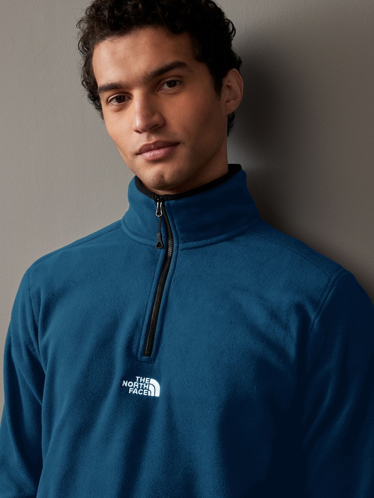The North Face Blue Central Logo Glacier 1/4 Zip Fleece - Image 3 of 5