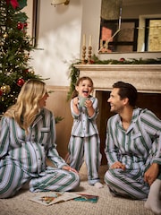 Seraphine Green Stripe Family Matching Christmas Pyjama Set (1-4yrs) - Image 4 of 9