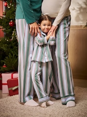 Seraphine Green Stripe Family Matching Christmas Pyjama Set (1-4yrs) - Image 6 of 9