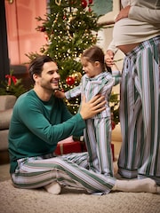 Seraphine Green Stripe Family Matching Christmas Pyjama Set (1-4yrs) - Image 7 of 9