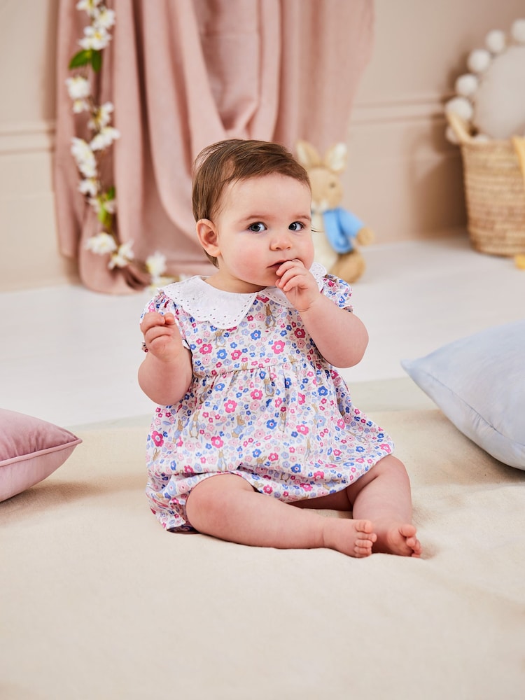 JoJo Maman Bébé Pink 2-Piece Floral Peter Rabbit Top & Shorts Set - Image 1 of 7