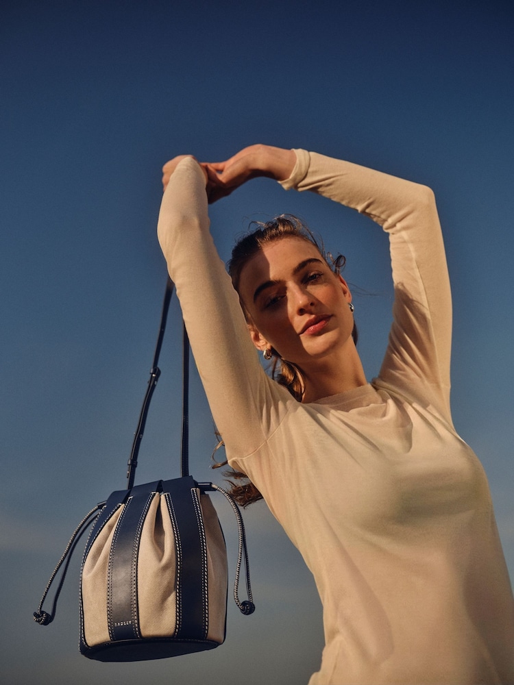 Radley Blue The Flora Medium Drawstring Bucket Bag - Image 2 of 7