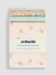 JoJo Maman Bébé Apples & Oranges 3-Pack Muslin Squares - Image 3 of 3