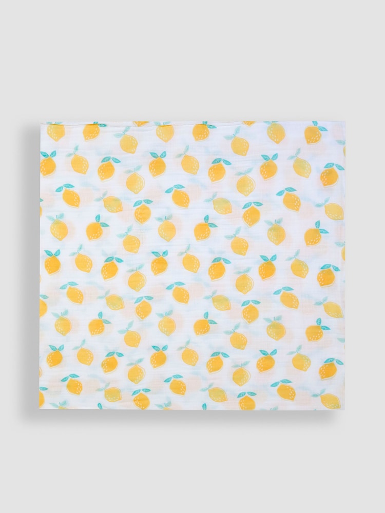 JoJo Maman Bébé Yellow Lemons Extra Large Muslin - Image 2 of 3