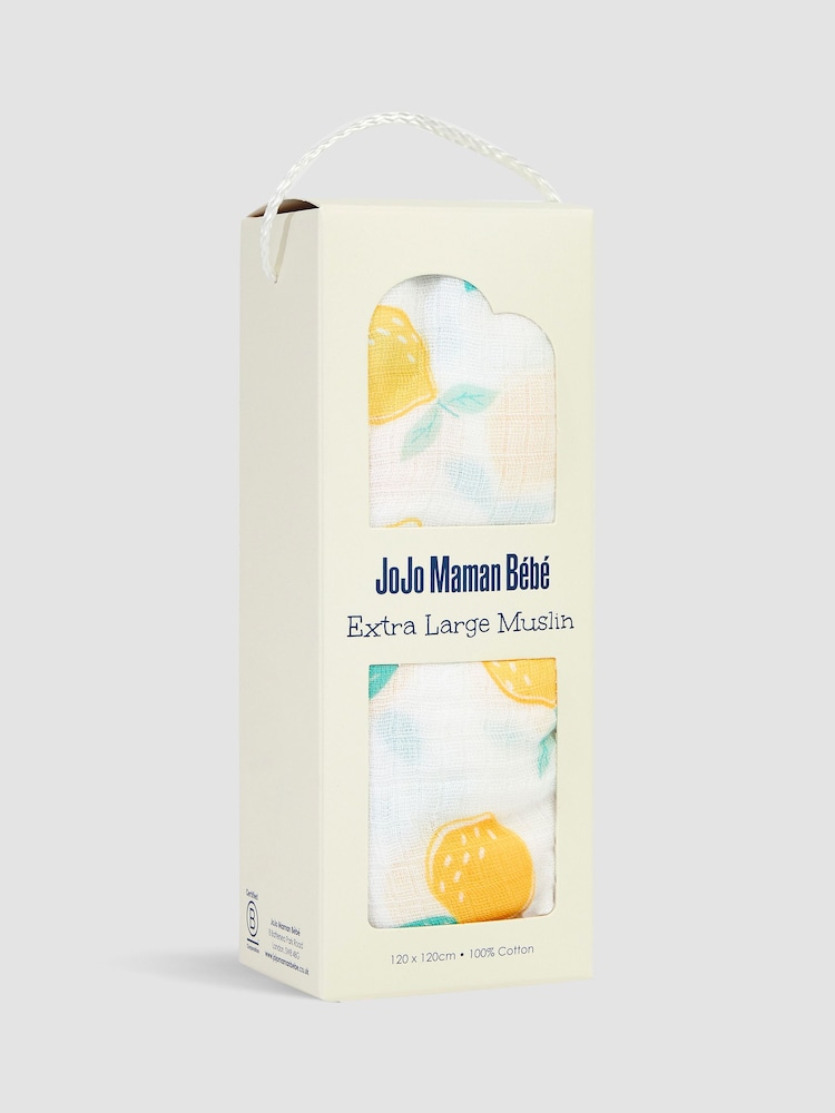 JoJo Maman Bébé Yellow Lemons Extra Large Muslin - Image 3 of 3