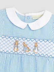 JoJo Maman Bébé Blue Peter Rabbit Embroidered Smocked Romper - Image 4 of 4