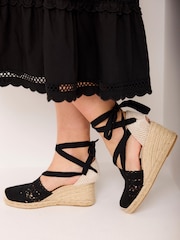 黑色 - Mint Velvet Laura Espadrille Wedge Sandals - 圖片 1/5