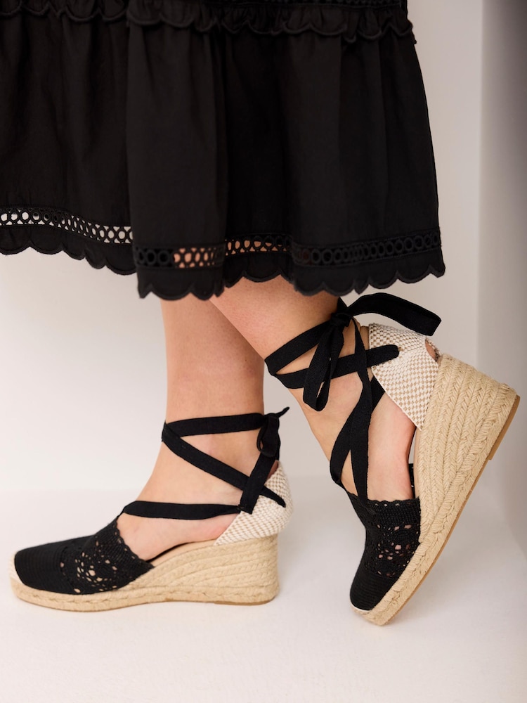 黑色 - Mint Velvet Laura Espadrille Wedge Sandals - 圖片 1/5