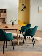 MADE.COM Set of 2 Pine Green and Black Legs Lule Arm Dining Chairs - Image 1 of 3