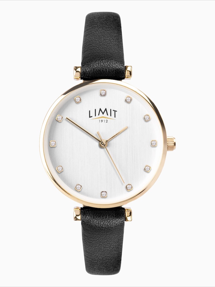 Limit Black 30mm Womens Round Gold Analogue Watch with Black Strap - Image 1 of 4