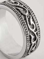 Silver Tone Antiqued Engraved Band Ring - Image 3 of 4