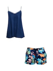 Cyberjammies Blue Floral Print Cami And Shorts Pyjamas Set - Image 2 of 2