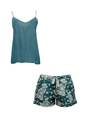 Cyberjammies Green Leopard Print Cami And Shorts Pyjamas Set - Image 4 of 4