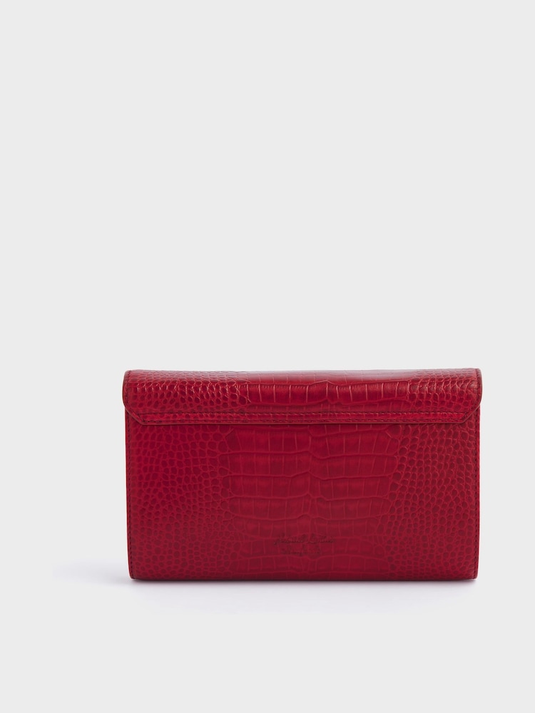 Osprey London Red The Belmont Leather Convertible Clutch Bag - Image 2 of 6