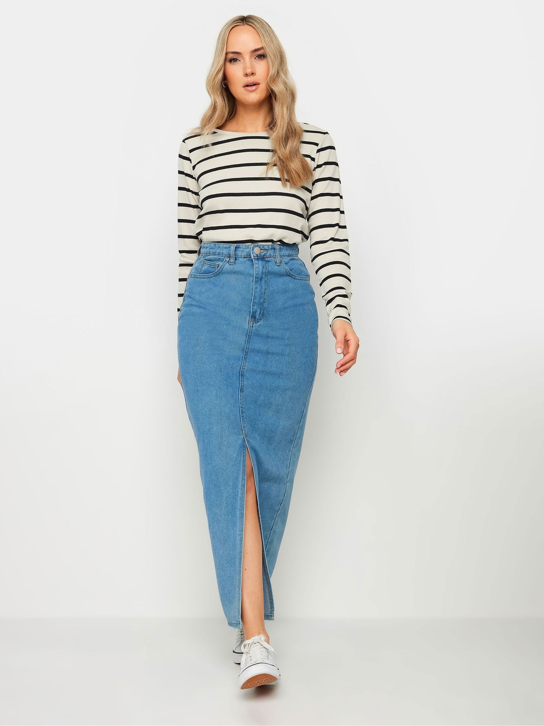 Buy Long Tall Sally Natural 100% Cotton Long Sleeve Stripe T-Shirt