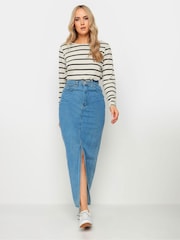 Long Tall Sally Natural 100% Cotton Long Sleeve Stripe T-Shirt - Image 3 of 4