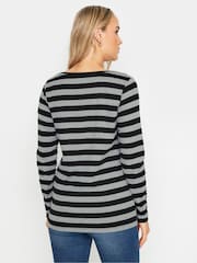 Long Tall Sally Black Long Sleeve Stripe Cotton T-Shirt - Image 3 of 5