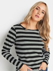 Long Tall Sally Black Long Sleeve Stripe Cotton T-Shirt - Image 4 of 5