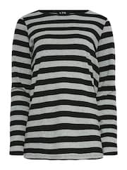 Long Tall Sally Black Long Sleeve Stripe Cotton T-Shirt - Image 5 of 5