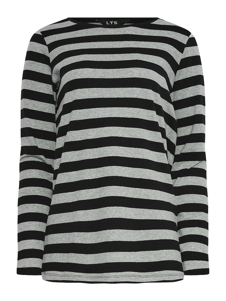 Long Tall Sally Black Long Sleeve Stripe Cotton T-Shirt - Image 5 of 5