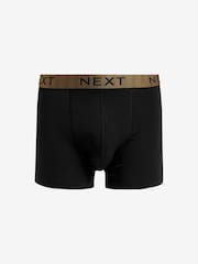 Black Metallic Pattern Waistband Cotton Rich Trunk Boxers 4 Pack - Image 5 of 7