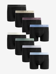 Black Pastel Textured Colour Waistband Trunk Boxers 8 Pack - Image 1 of 10