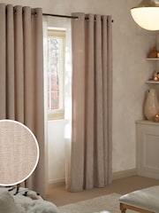 Natural Matte Chenille Super Thermal Eyelet Curtains - Image 1 of 5