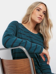 Long Tall Sally Blue 100% Cotton Long Sleeve Stripe T-Shirt - Image 4 of 4