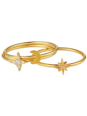 Orelia London Gold Plated Celestial Stacking Rings - Image 2 of 3