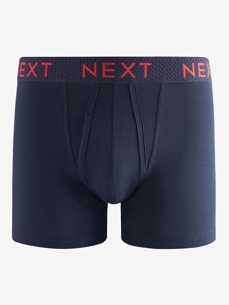 Navy Blue Texture Waistband 10 pack A-Front Boxers - Image 8 of 13