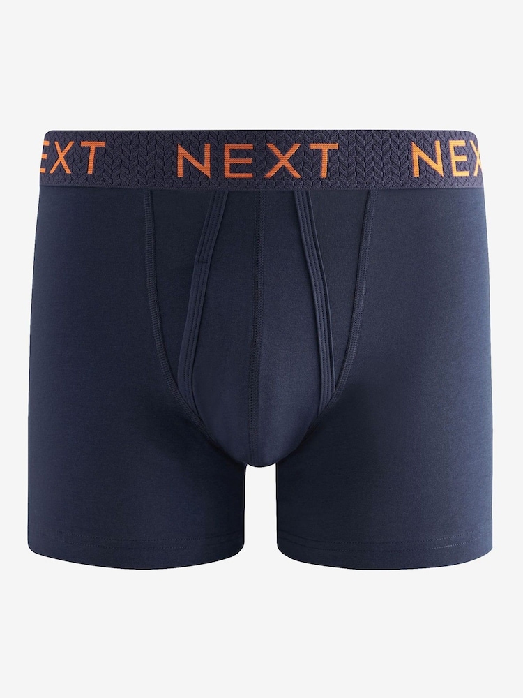 Navy Blue Texture Waistband 10 pack A-Front Boxers - Image 9 of 13