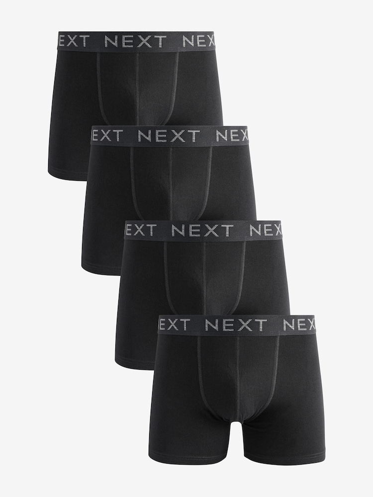 Black Cotton Rich Trunk Boxers 4 Pack - Image 1 of 7